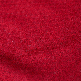 意大利进口柔懦深牡丹红色蓬松舒适立体提花编织针织拉架羊毛布料