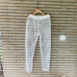夏季网眼休闲裤男女薄款松紧高腰空调裤舞蹈运动长裤宽松哈伦裤子