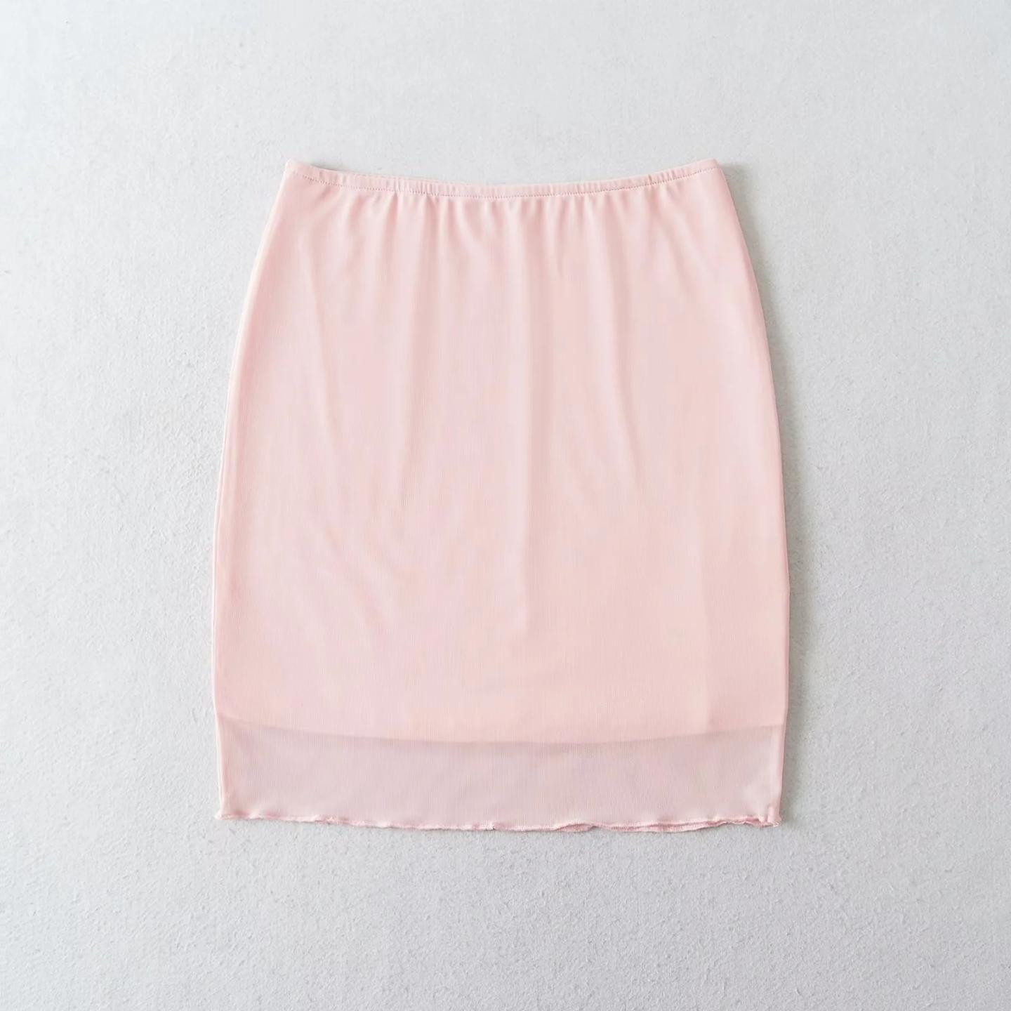 纯欲网纱半身裙女夏高腰包臀短裙粉色修身显瘦百搭简约防走光裙子