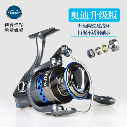 正品特奔渔轮奥迪海钓轮防海水金属鱼轮斜口纺车轮矶钓轮海竿轮