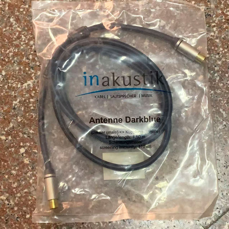 原装德国inakustik敏力HDTV高清电视链接线镀金公母天线