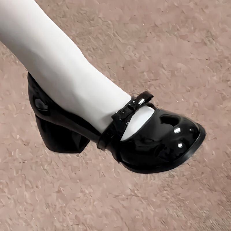 黑色单鞋女甜酷2025爆款温柔鞋子新款纯欲绝美高跟蝴蝶结玛丽珍鞋