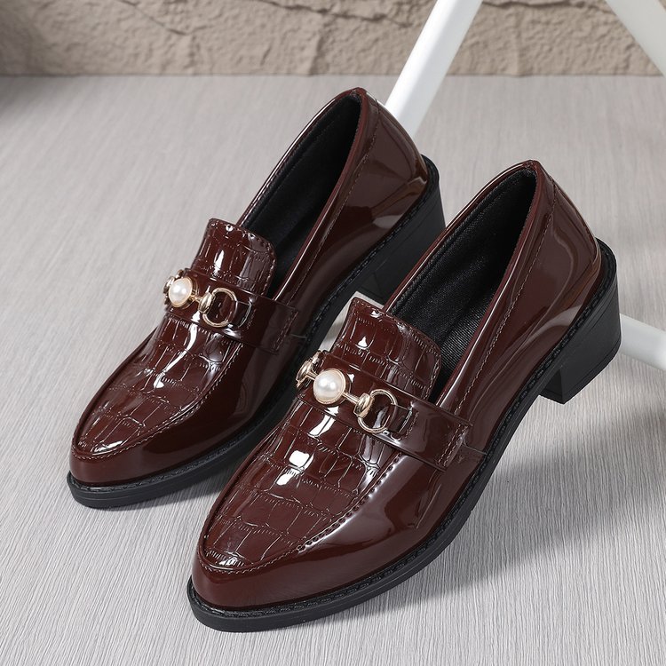 真皮厚底英伦风小皮鞋女2025年新款春季一脚蹬乐福鞋黑色复古