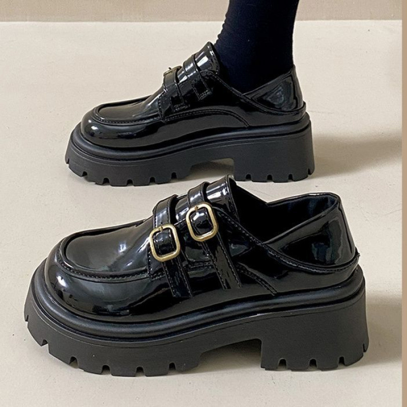 厚底百搭乐福鞋女2024夏季新款皮带扣英伦风小皮鞋单鞋配裙子