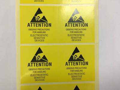 防静电标贴黄色不干胶标签警示