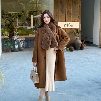 2025新款皮毛一体V领中长款爆款两面穿羊剪绒皮草外套羊羔毛女冬