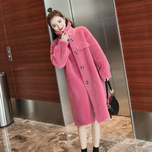 宽松皮毛一体颗粒羊羔毛皮草外套 韩版 2025新款 羊剪绒大衣女中长款