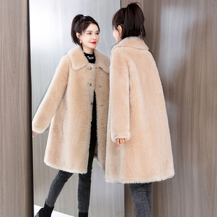 2025年新款羊剪绒大衣中长款托斯卡纳皮毛一体羊羔毛皮草外套女冬