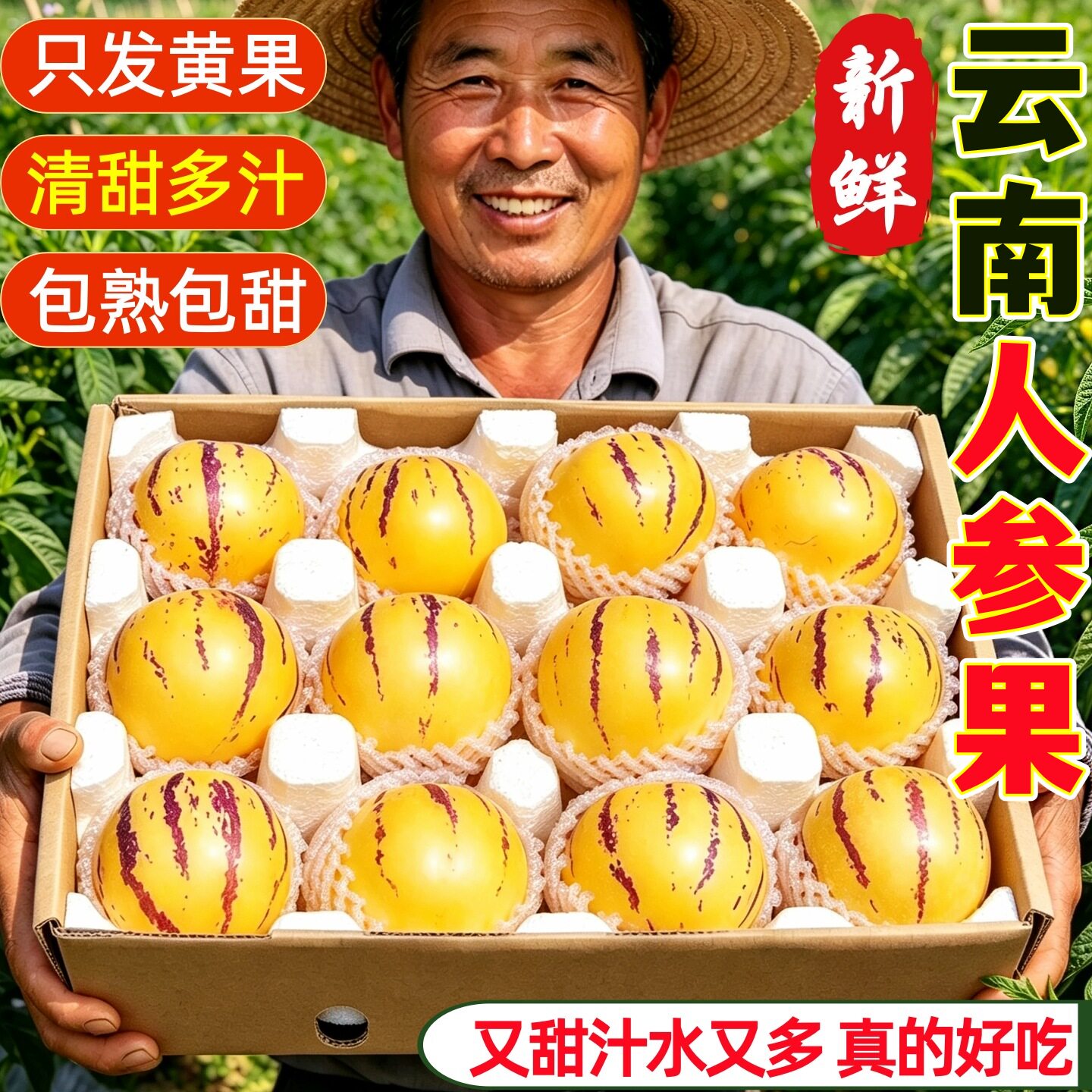 正宗云南人参果熟果圆果当季新鲜孕妇水果黄肉人生果整箱大果包邮