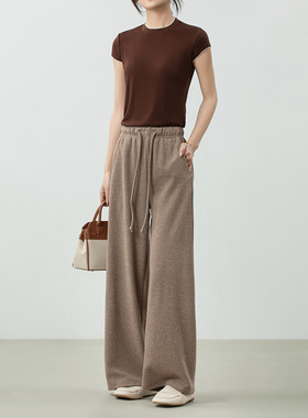 上海维上服饰早春轻松感羊毛卫裤女2026新款长款糯米裤弯刀休闲裤