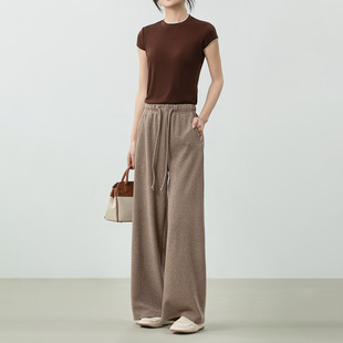 上海维上服饰早春轻松感羊毛卫裤女2026新款长款糯米裤弯刀休闲裤