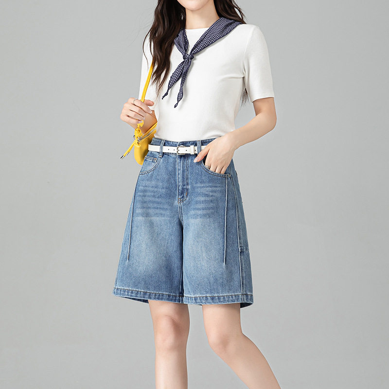 郑州源头工厂女裤牛仔短裤26夏新款高腰5分裤大码a字女款裤子薄款