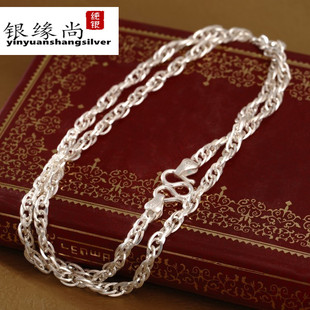 正品S990纯银项链女足银经典百搭情侣配饰男士水波链白银链子
