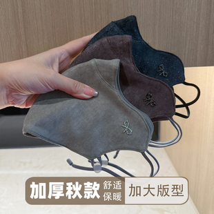 2025加大版 大脸骑行面罩御寒 秋冬防寒保暖口罩女高颜值蝴蝶结时尚