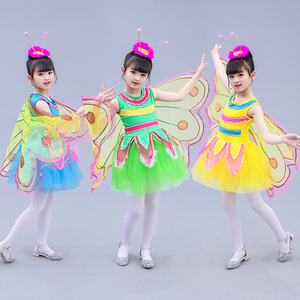 新款动物蝴蝶演出服幼儿舞台女大童纱裙舞蹈服虫儿飞表演服装时尚