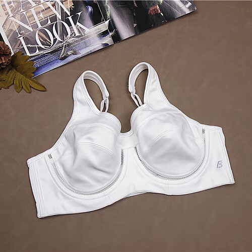 H15 棉透气强防震女运动白色打球训练跑步文胸75BCF80CDEF85CD90D