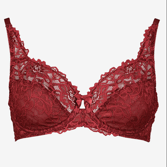 t9外贸欧美大码女蕾丝内衣枣红色性感全罩杯超薄款文胸75d80bc90c