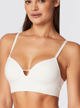 D9 欧美单白色光面无钢托女内衣夏季舒适棉质T恤薄款文胸85BC90AB