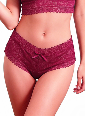 M7法国蕾丝女士三角低腰内裤夏季性感透明蕾丝刺绣女透气三角内裤