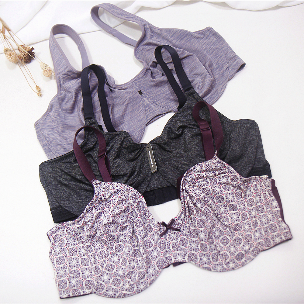 T10 欧美大码女内衣爽滑柔软大胸显小有钢圈超薄款文胸85DE100CD