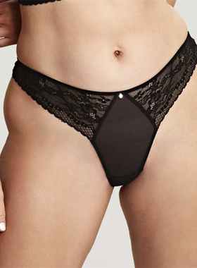 M4 欧单P*NACHE透明蕾丝女内裤大码性感巴西风中低腰女三角裤/T裤