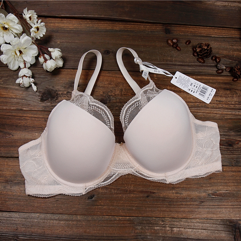B25 媛媛外贸欧美女内衣上托聚拢光面蕾丝边纯棉文胸65FG70BCE85C