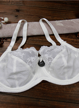 C1欧美大码女内衣 清爽夏季舒适性感蕾丝超薄款文胸95DE100CD