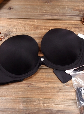A4英国单黑色半杯上托聚拢女内衣 二分之一罩杯礼服文胸65C70D80A