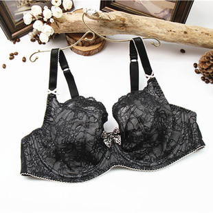 T3英国M*S单黑色蕾丝内衣 大胸显小超薄大码文胸65A65F