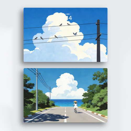 清新治愈可爱插画 春天夏天清凉 电脑mac手机ipad壁纸watch壁纸