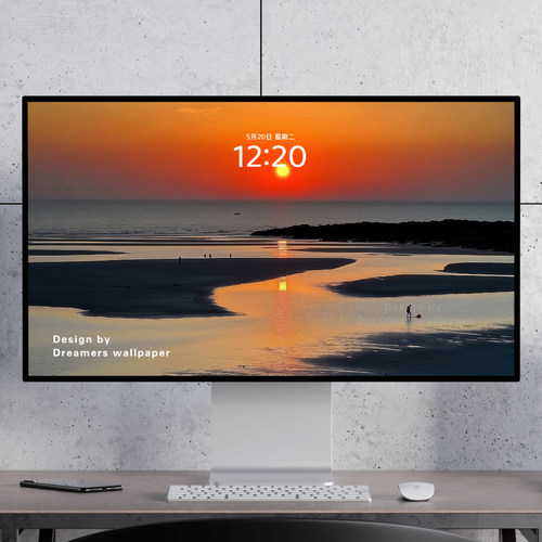夕阳下的沙滩 自然风景 浪漫治愈 电脑手机壁纸mac电脑ipad壁纸