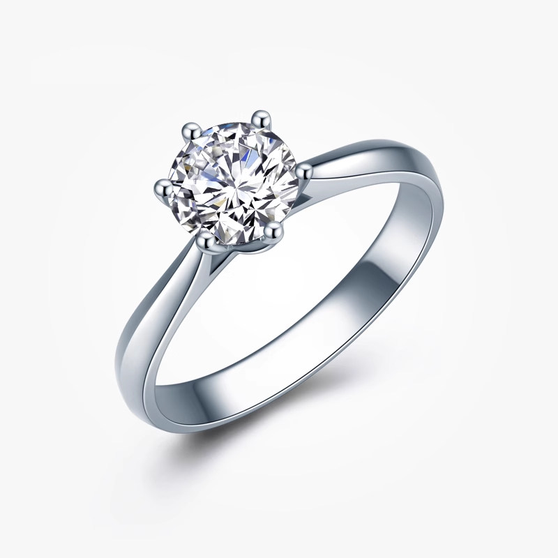 佐卡伊钻戒女六爪铂金单钻女戒一克拉钻戒白金钻石求婚结婚戒指女