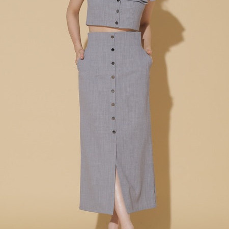 纯元 出口日单外贸尾货 夏季 荷叶边 短上衣 直筒半身裙  套装