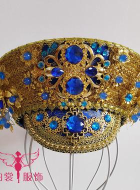 蓝色清宫满族旗头仿甄寰传古装头饰清朝皇后贵妃甄嬛帽头饰14款式