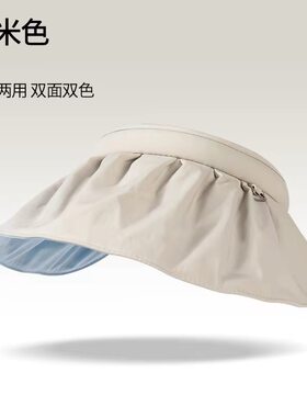 防晒帽女夏防紫外线空顶遮阳帽大檐遮脸发箍太阳帽子贝壳帽