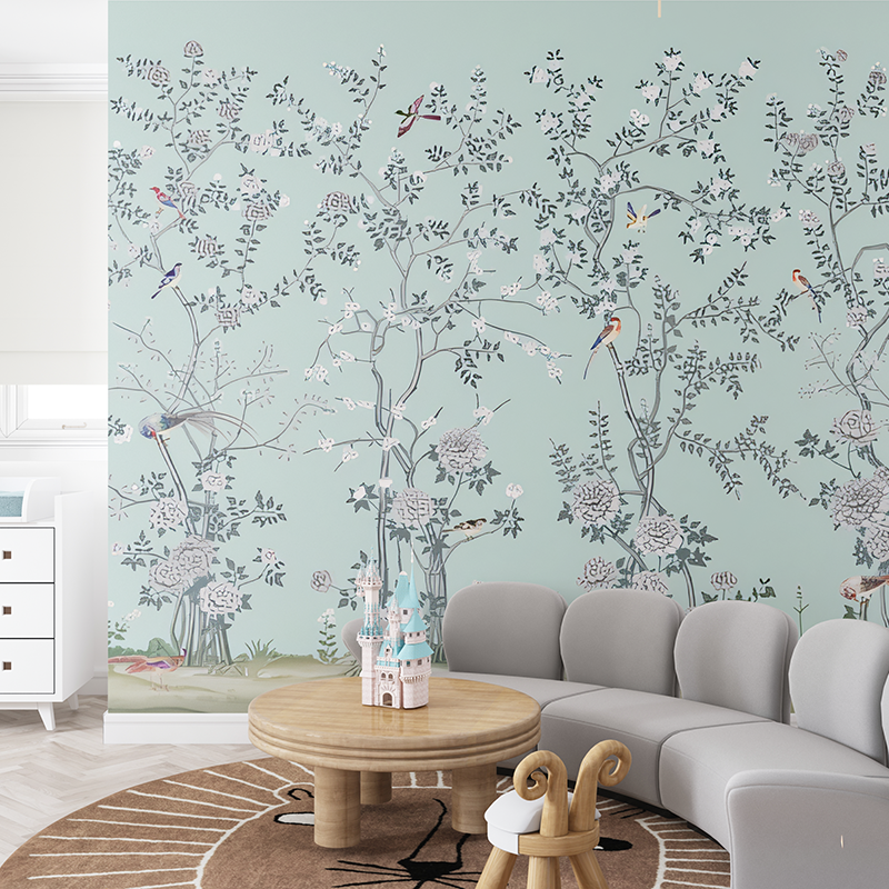 德国风格壁纸北欧田园花卉卧室背景墙墙纸墙布壁布壁画定制装饰图片