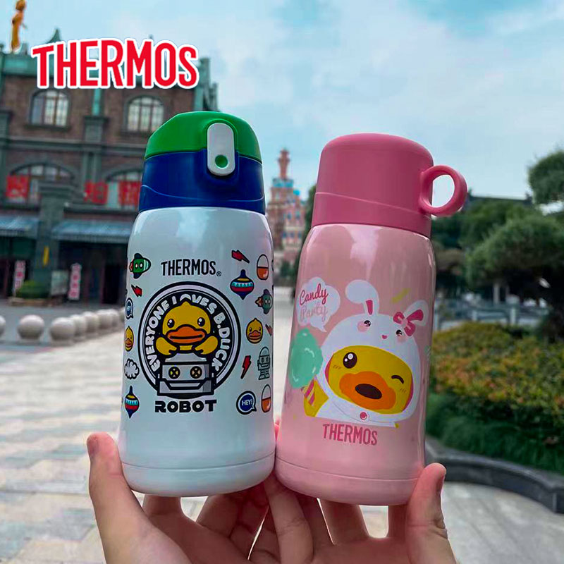 thermos膳魔师儿童保温杯不锈钢两用真空杯带吸管宝宝大容量水壶