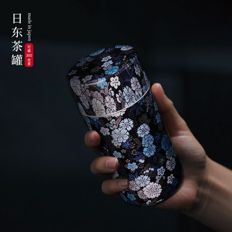 大容量日本进口茶叶罐金兰梅樱日东茶罐马口铁罐密封金属素人良品