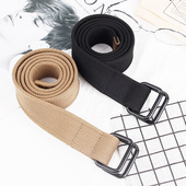 平滑扣帆布皮带宽休闲青年学生裤 百衣酷男士 双环扣帆布腰带时尚 带