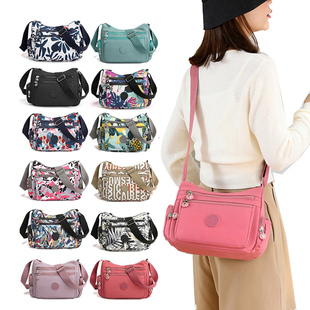 轻便妈妈布背包单肩跨百搭中年女士妈咪小斜挎挂包老人侧背包布艺