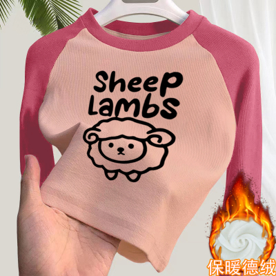 双面德绒女童加厚保暖长袖T恤秋冬季新款儿童宝宝洋气内搭打底衫