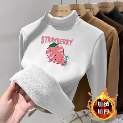 女童德绒加绒加厚长袖T恤2025秋冬新款中大儿童宝宝洋气打底上衣