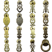 单孔如意头纯铜拉手中式 仿古全铜橱柜门小拉手柜门抽屉小拉环把手