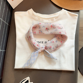 领巾围巾 叠穿配饰时尚 小清新蓝色碎花小方巾护颈丝巾女新款 春夏季