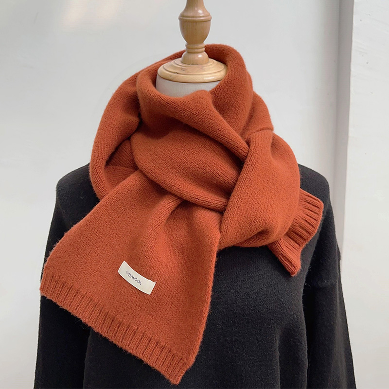 纯羊毛情侣围巾百搭纯色围脖冬男