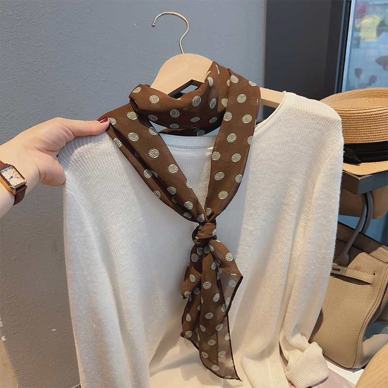 氛围感系脖领巾围巾波点丝巾春夏