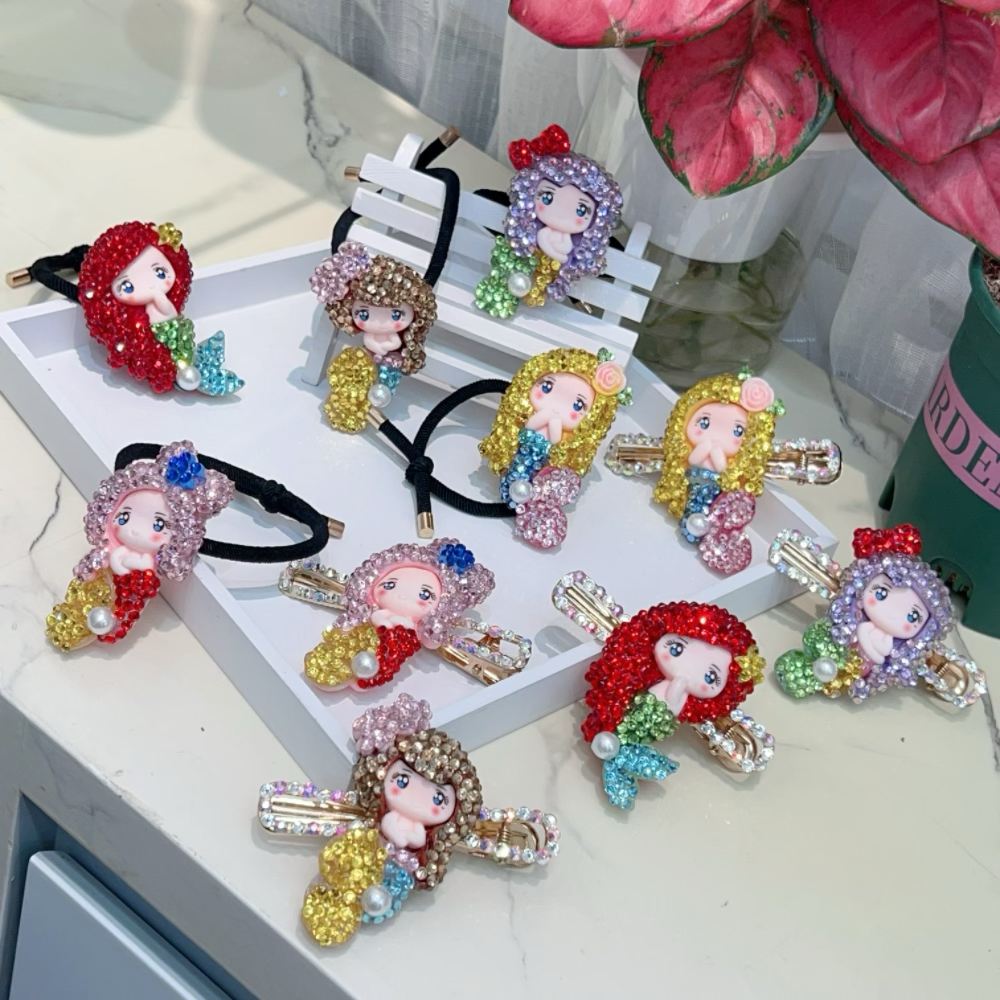 妃曼韩国东大门美人鱼发夹公主头绳女美少女水钻马尾发圈扎头发绳