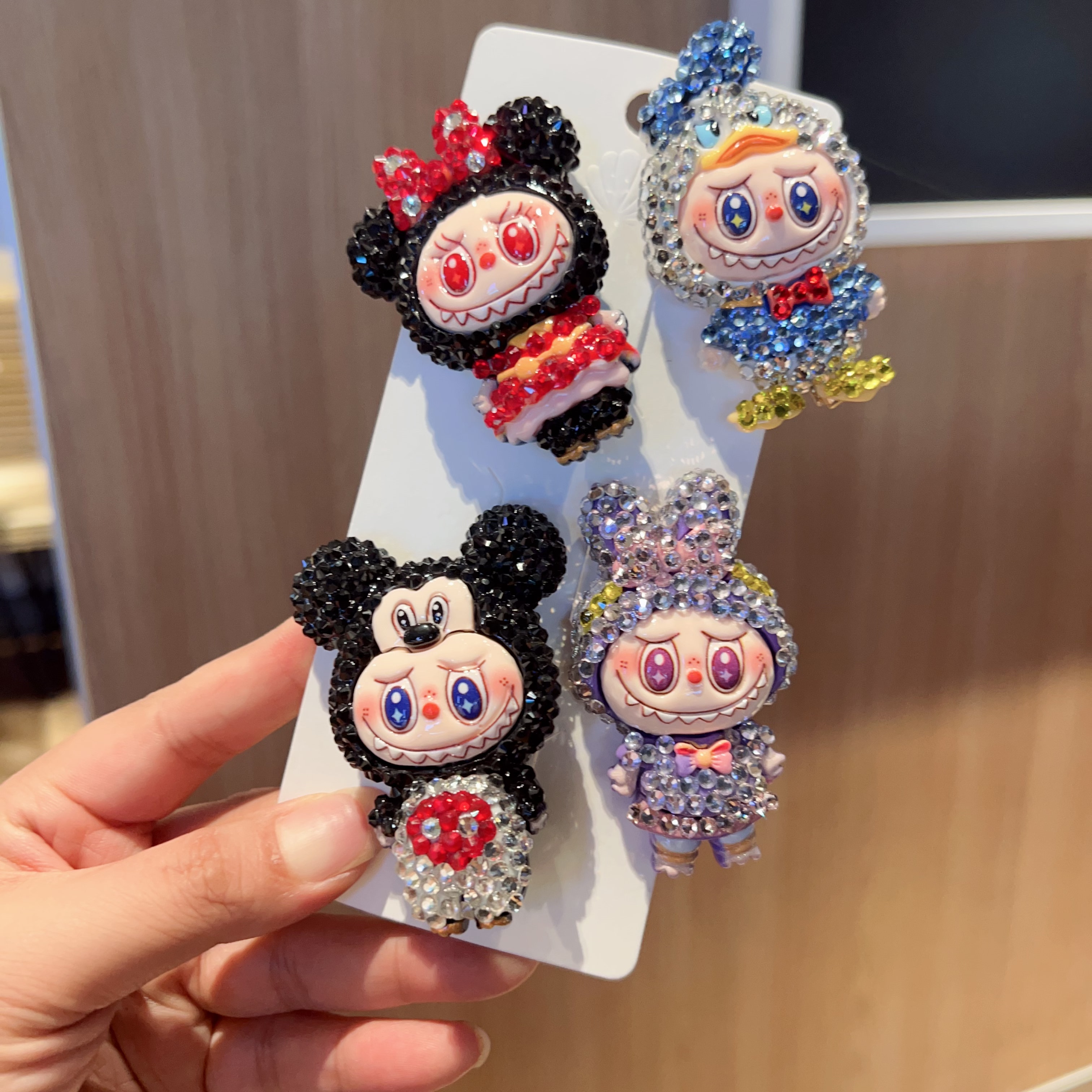 超火新款可爱拉布布满钻卡通发夹发饰刘海夹边夹个性儿童发圈皮筋