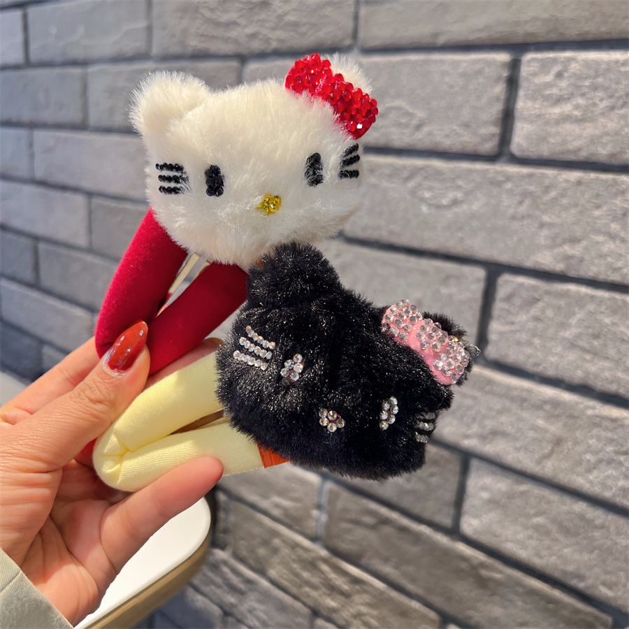 韩版KT发夹女秋冬毛绒大BB夹发卡