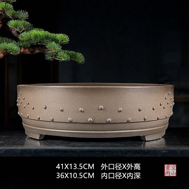 紫砂全手工仿古圆形花盆精品直销